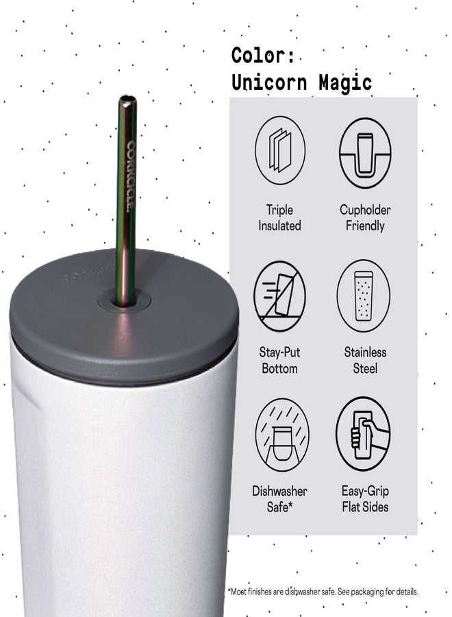 Corkcicle Cold Cup Insulated Tumbler with Lid and Straw, Unicorn Magic, 24 oz - Reusable Water Bottle Keeps Beverages Cold for 12hrs, Hot 5hrs - Cupholder Friendly Tumbler, Lid for Flexible Sipping - Image 5