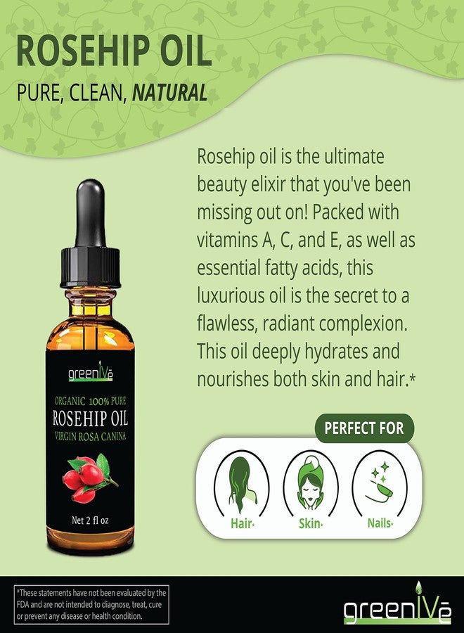 GreenIVe Organically Grown Rosehip Oil Rosa Canina 100% Pure Cold Pressed Virgin Oil Natural (16 Fl Oz) - Image 4