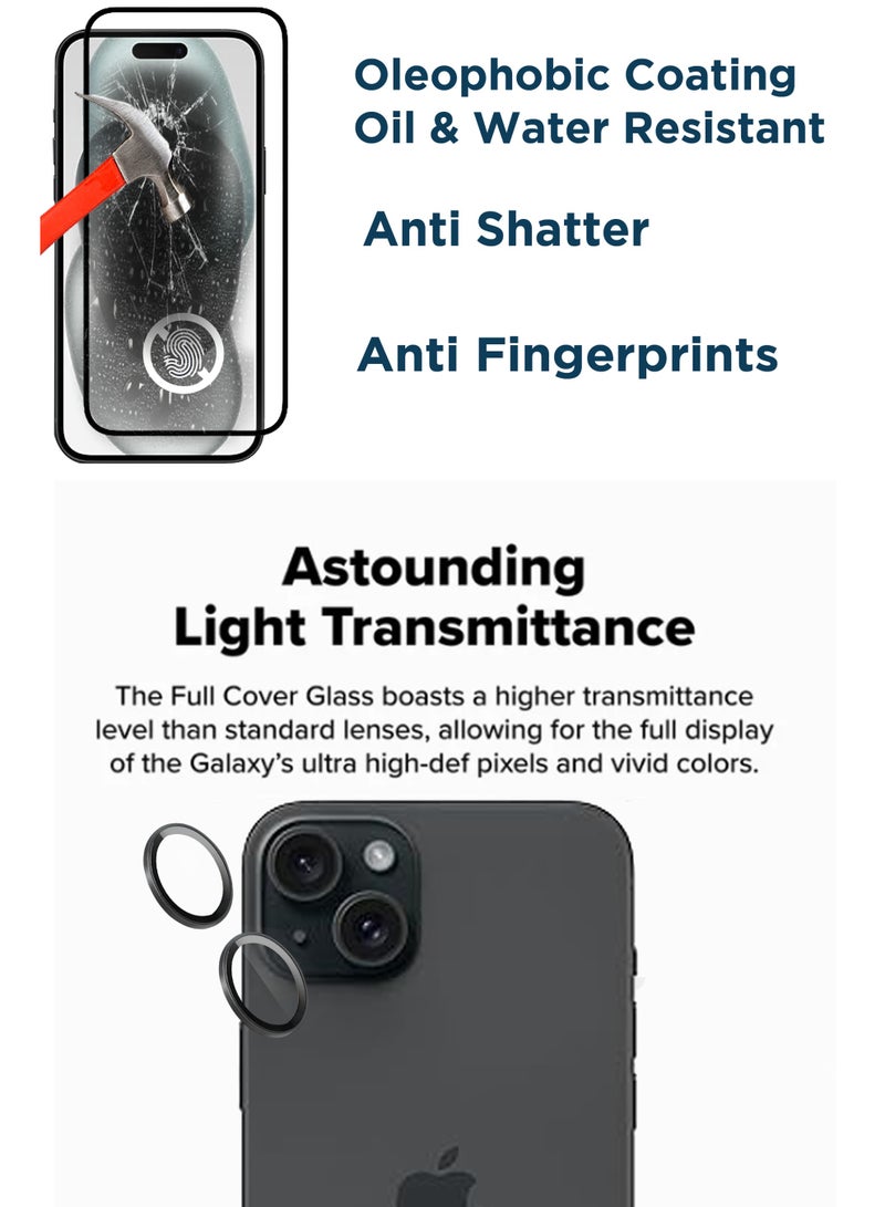 GMATE Apple iPhone 15 Plus - 2 in 1 Pack  Generic Glass Screen Protector  And Camera Lens Protector - Image 3