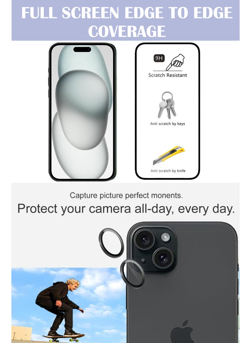 GMATE Apple iPhone 15 Plus - 2 in 1 Pack  Generic Glass Screen Protector  And Camera Lens Protector - Image 4
