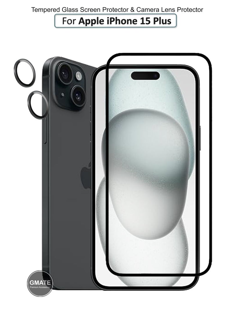 GMATE Apple iPhone 15 Plus - 2 in 1 Pack  Generic Glass Screen Protector  And Camera Lens Protector - Image 1