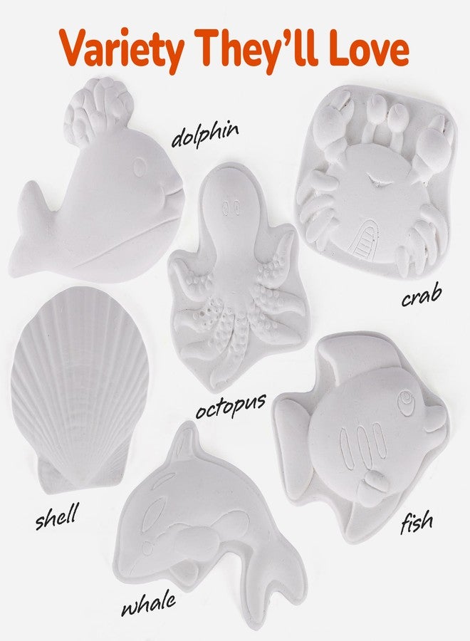 ArtCreativity Ocean Animals Plaster Painting Kit for Kids - 6 Aquatic Plaster Figurines, 2 Paint Sets, 2 Brushes, and 6 Circle Magnets for Display - 8 Different Paint Colors - Kids Painting Set - Image 5