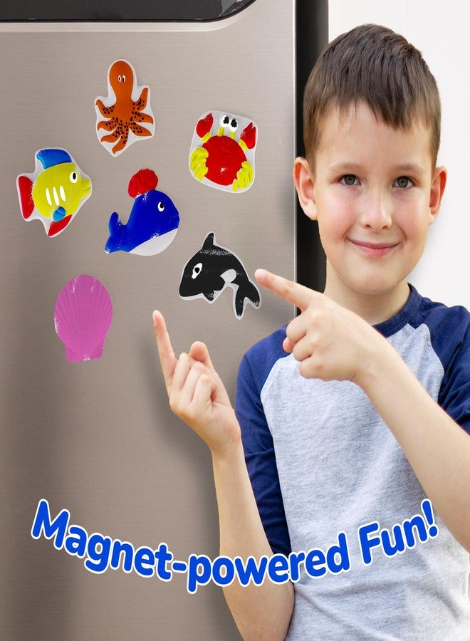 ArtCreativity Ocean Animals Plaster Painting Kit for Kids - 6 Aquatic Plaster Figurines, 2 Paint Sets, 2 Brushes, and 6 Circle Magnets for Display - 8 Different Paint Colors - Kids Painting Set - Image 4