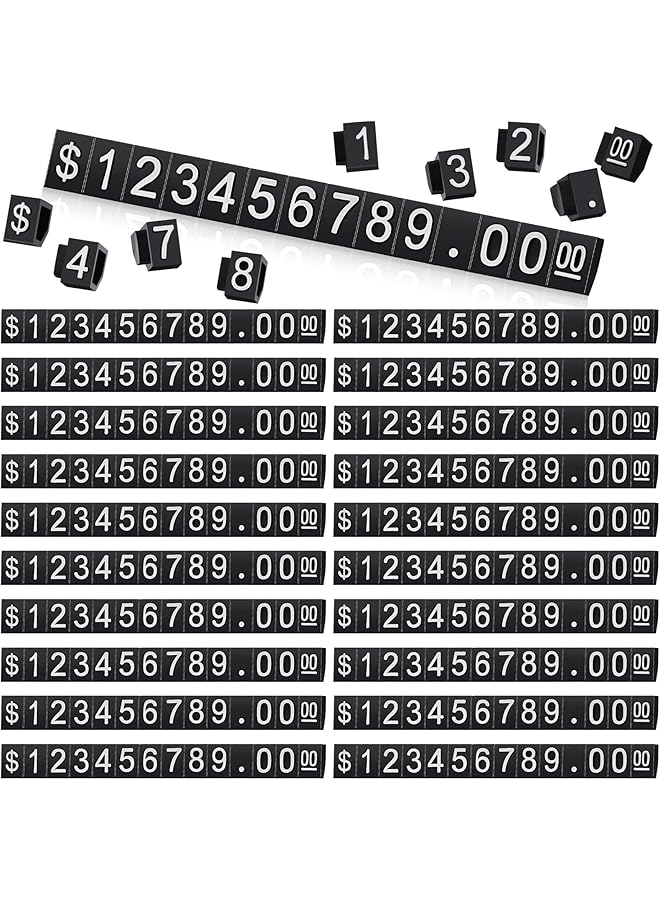 erorex Price Tags 50 Sets Price Display Cube Number Letter Adjustable Display Label Dollar Pricing Repeatable Stand Block Kit For Retail Shop Jewelry Price Display - Image 1