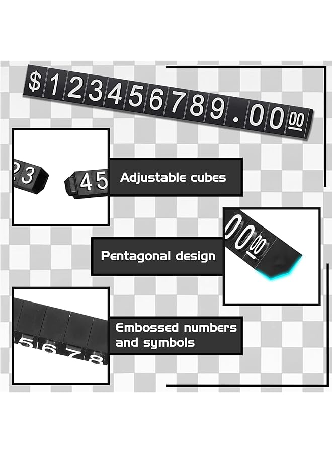 erorex Price Tags 50 Sets Price Display Cube Number Letter Adjustable Display Label Dollar Pricing Repeatable Stand Block Kit For Retail Shop Jewelry Price Display - Image 5