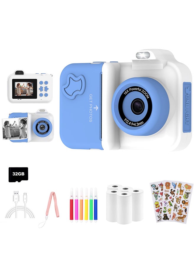 XiuWoo Kids Camera Instant Print,Kids Digital Camera 1080P HD Dual-Lens Selfie,Instant Print Camera with 5 Rolls Paper & 32GB Card,Toddler Camera Christmas Birthday Gifts for Boys Age 3-12 - Image 1