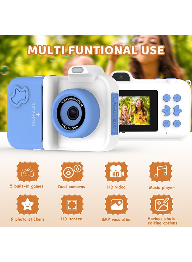 XiuWoo Kids Camera Instant Print,Kids Digital Camera 1080P HD Dual-Lens Selfie,Instant Print Camera with 5 Rolls Paper & 32GB Card,Toddler Camera Christmas Birthday Gifts for Boys Age 3-12 - Image 3