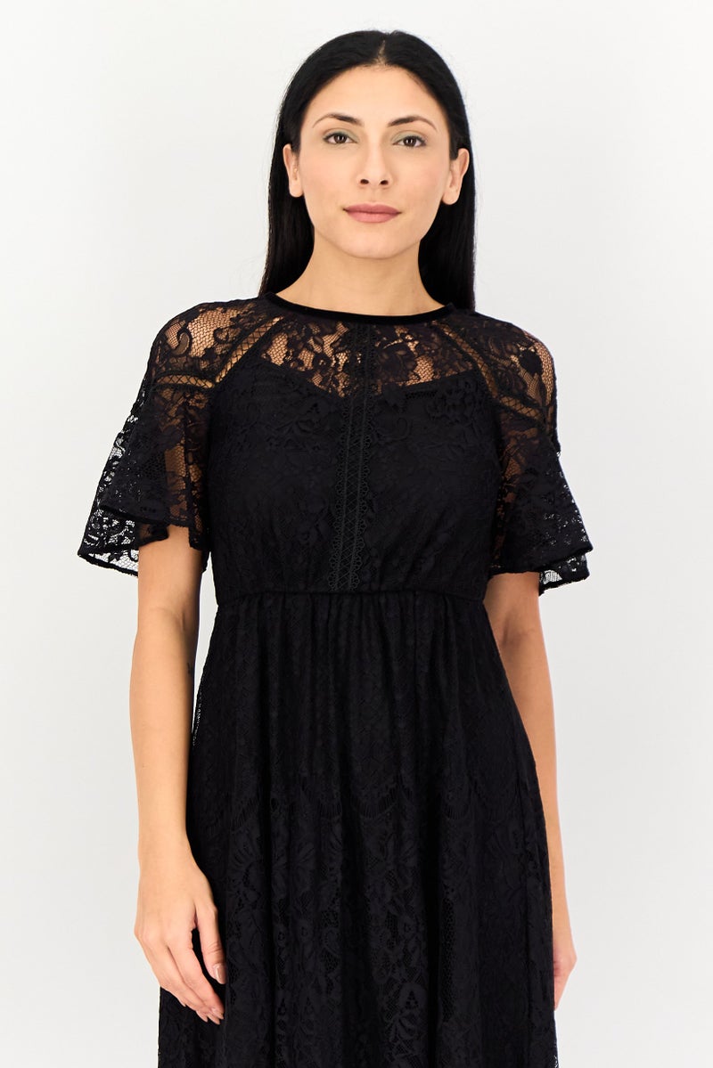 VERO MODA فستان ميدي منسوج للنساء، أسود - Image 2