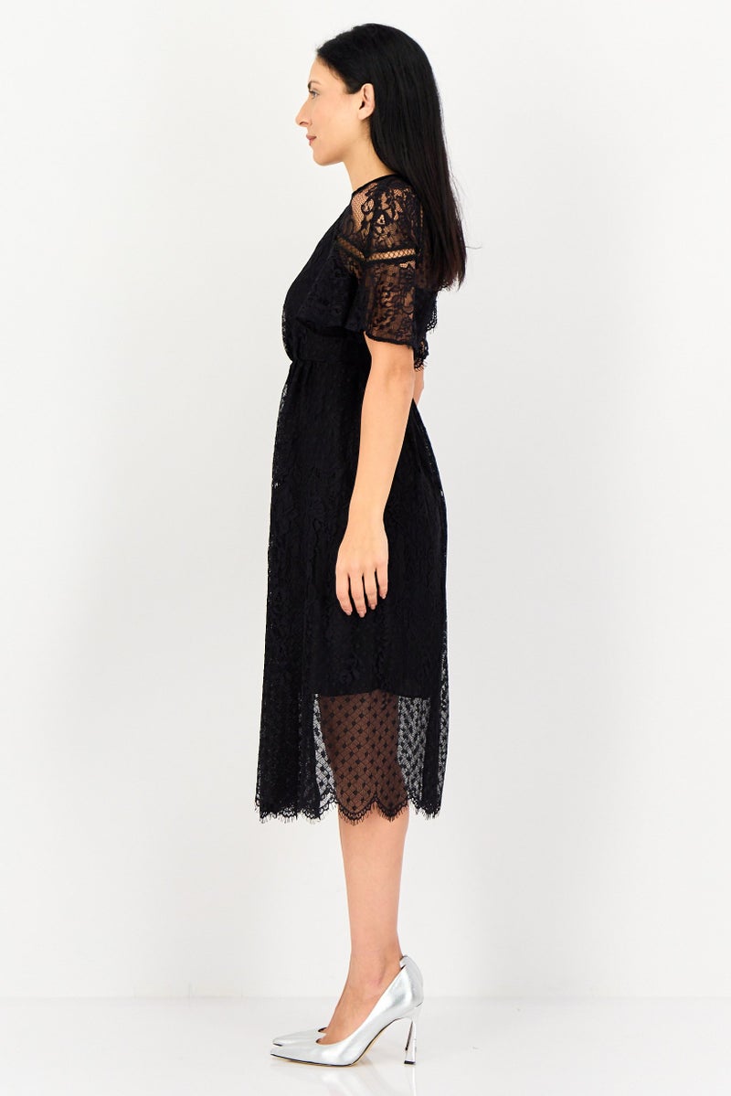 VERO MODA فستان ميدي منسوج للنساء، أسود - Image 3