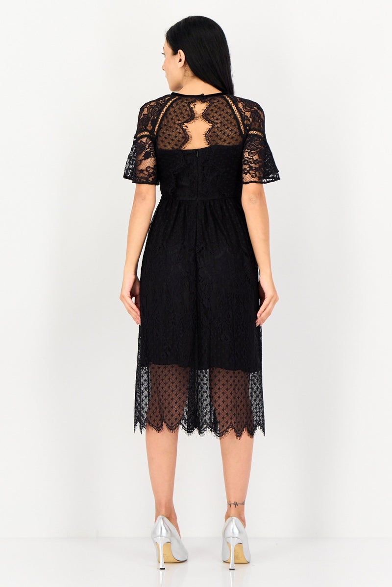 VERO MODA فستان ميدي منسوج للنساء، أسود - Image 4