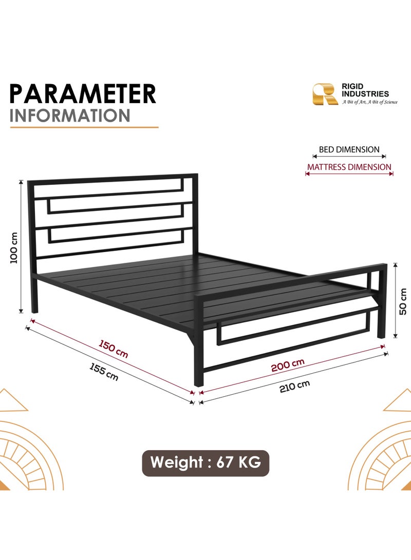 RIGID Queen Size Bed | Heavy Duty Steel Frame | Modern Metal Platform Bed | Bedroom Furniture for Home, Living Room & Bedroom - Image 2
