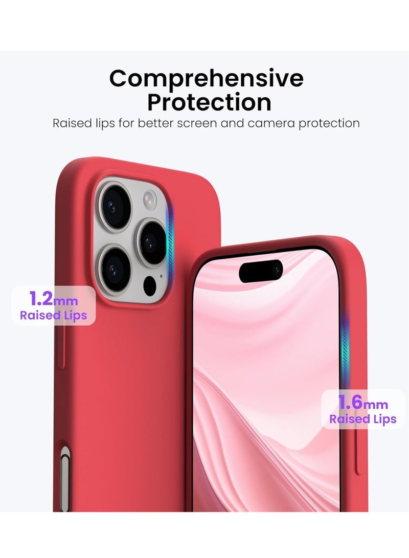 JAJEEK "New Red Liquid Silicone Case for iPhone 16 Pro 6.3" – Shockproof & Scratch-Resistant" - Image 4