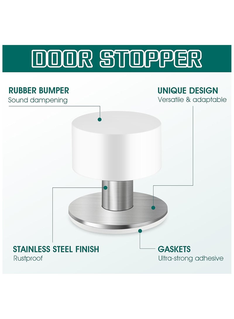 Bukela 2 Pack Door Stoppers Stop with Extra Stickers, Self-Adhesive Door Stops with Black Rubber Bumper & Stainless Steel Body - Heavy Duty Door Knob Wall Protector Sound Dampening for Home & Office Use - Image 4