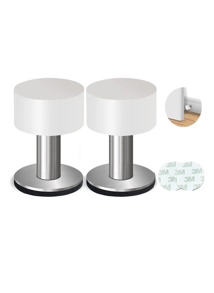Bukela 2 Pack Door Stoppers Stop with Extra Stickers, Self-Adhesive Door Stops with Black Rubber Bumper & Stainless Steel Body - Heavy Duty Door Knob Wall Protector Sound Dampening for Home & Office Use - Image 1