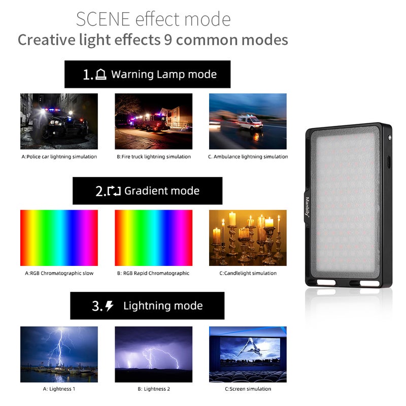 Loquat Manbily Portable RGB LED Video Light Grey - Image 5