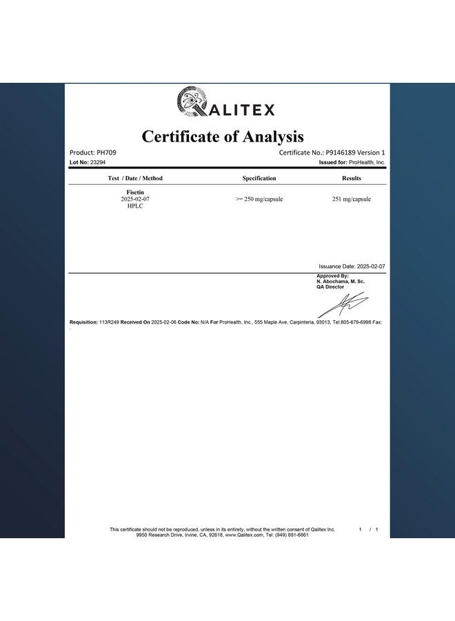 ProHealth بروهيلث فيسيتين النقي (60 × 250 ملغ كبسولات) - مكمل فيسيتين طبيعي نقي للاستخدام بجرعات عالية متقطعة. تم اختباره ثلاث مرات من قبل طرف ثالث من حيث الفعالية والسلامة. تم تصنيعه وفقًا لممارسات التصنيع الجيدة في الولايات المتحدة. - Image 3