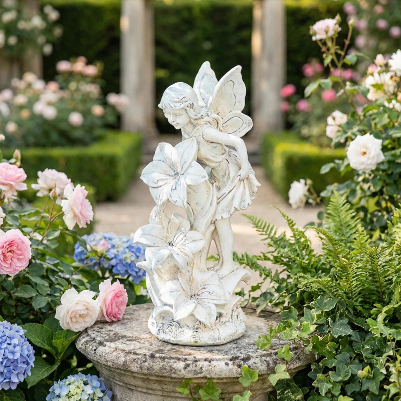 Ovewios Angel Garden Statue Outdoor, Solar Powered Resin Garden Sculptures Fairy Angel Statues Waterproof LED Lights Yard Art Decorations for Outside Patio Lawn Ornament Gardening Gifts - Image 5