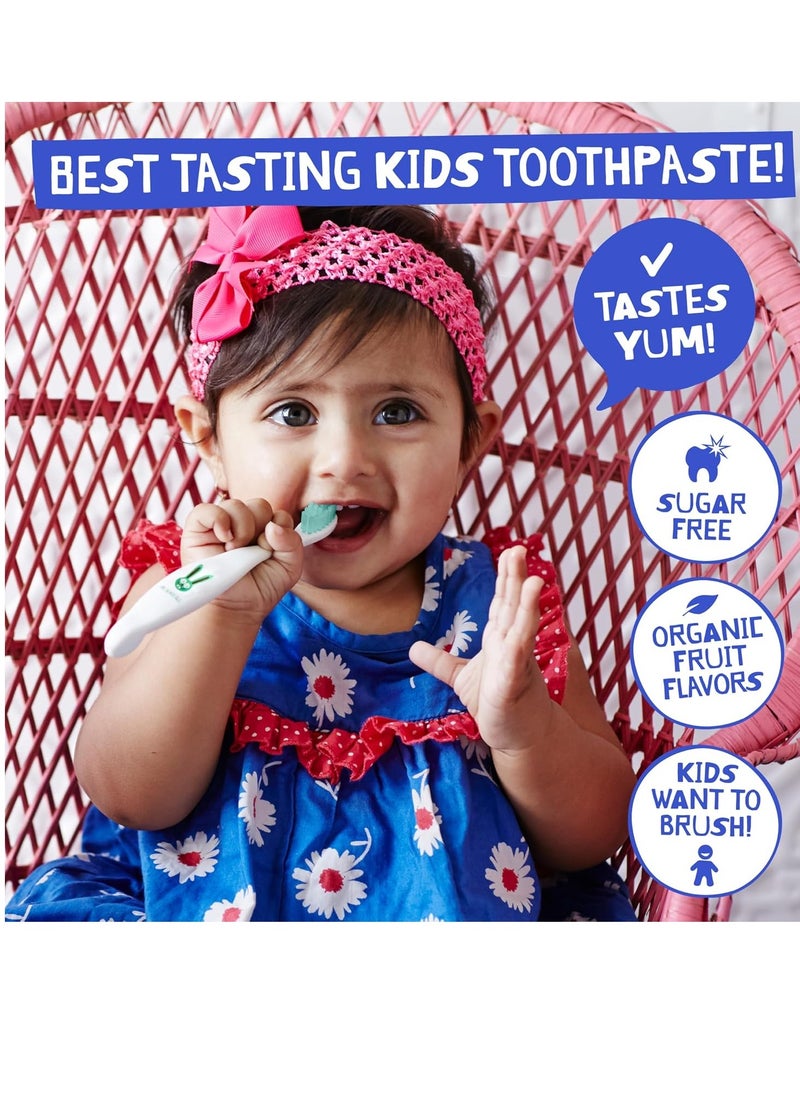 Jack N' Jill - Jack N' Jill Natural Toddler Toothpaste for Baby, Kids and Infants 6 Months & Up, Fluoride Free Training Toothpaste for Toddlers 1-3, 40% Xylitol, BPA Free - Strawberry & Blueberry, 1.76 oz (3 Pack) - Image 1