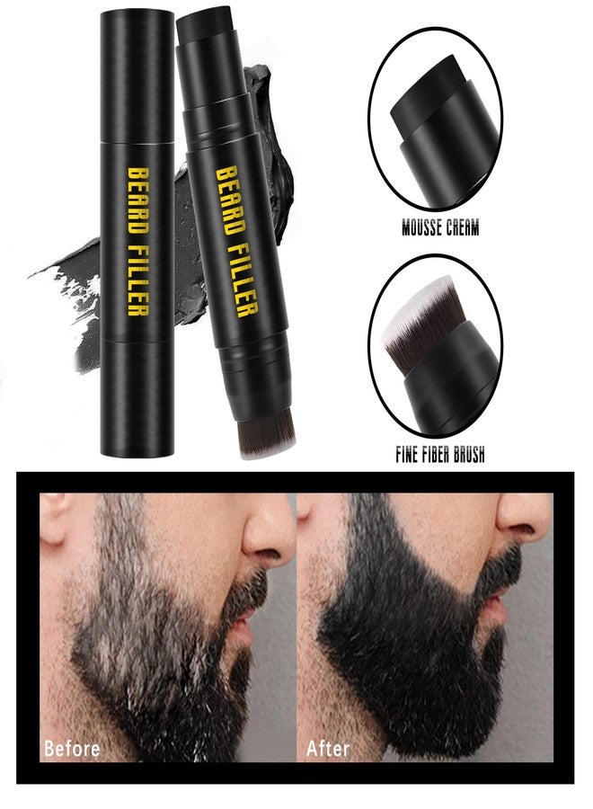 NewBang Beard Filler, 2-in-1 Filling Stick and Brush for Men, Waterproof Long-Lasting Natural Finish, Enhances Facial Hair and Moustache Makeup - Black - Image 3