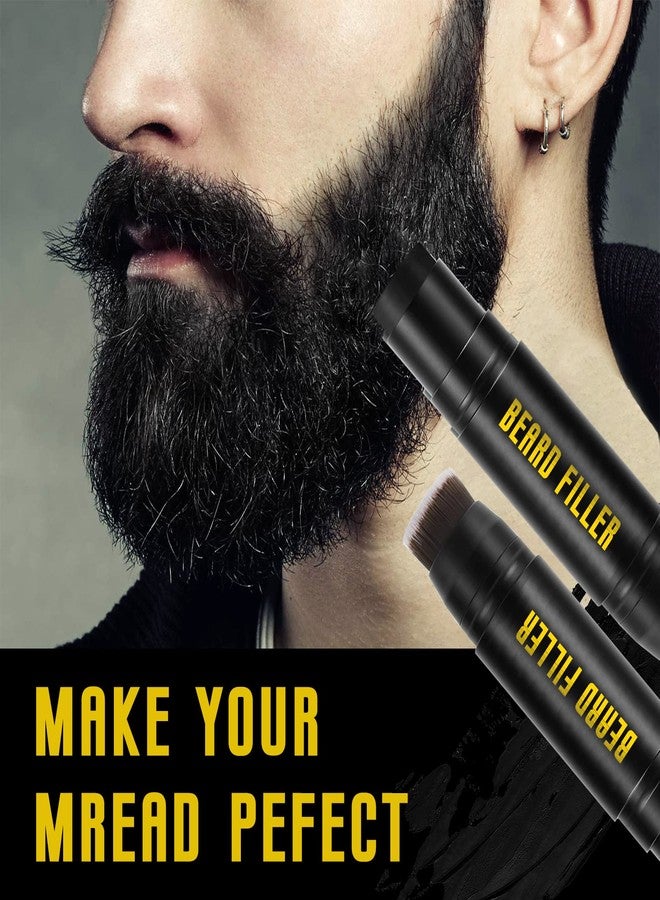 NewBang Beard Filler, 2-in-1 Filling Stick and Brush for Men, Waterproof Long-Lasting Natural Finish, Enhances Facial Hair and Moustache Makeup - Black - Image 2