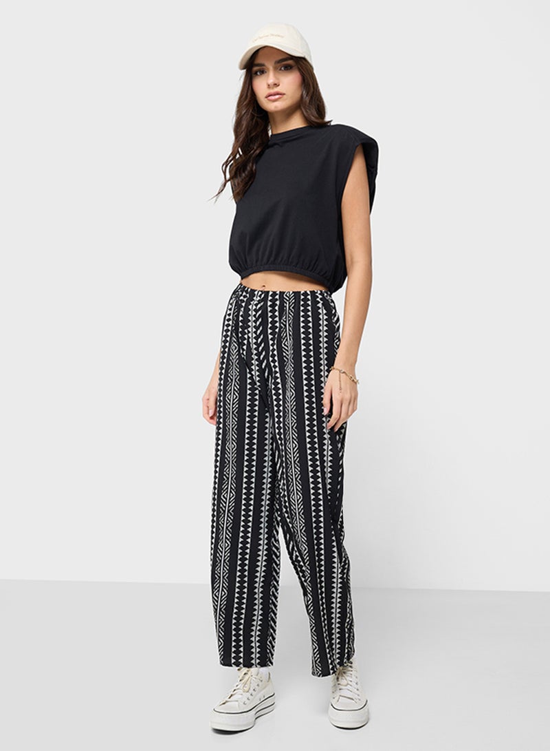 Ginger Monochrome Boho Printed Pullon Pants - Image 1
