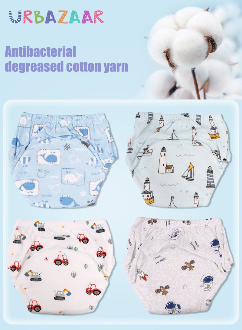 أوربازار ملابس داخلية للتدريب على استخدام المرحاض للأولاد والبنات، عبوة من 4 سراويل تدريب ماصة للأطفال الصغار مع سراويل تدريب على استخدام المرحاض من القطن قابلة لإعادة الاستخدام مطبوعة للأطفال بوزن 12 كجم - 18 كجم (2-4 سنوات) - Image 3