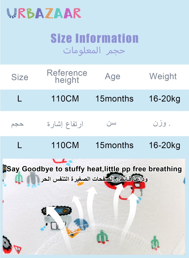 أوربازار ملابس داخلية للتدريب على استخدام المرحاض للأولاد والبنات، عبوة من 4 سراويل تدريب ماصة للأطفال الصغار مع سراويل تدريب على استخدام المرحاض من القطن قابلة لإعادة الاستخدام مطبوعة للأطفال بوزن 12 كجم - 18 كجم (2-4 سنوات) - Image 4