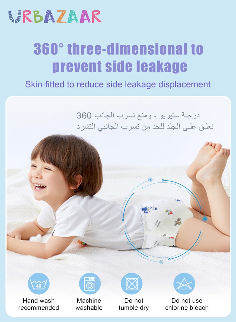 أوربازار ملابس داخلية للتدريب على استخدام المرحاض للأولاد والبنات، عبوة من 4 سراويل تدريب ماصة للأطفال الصغار مع سراويل تدريب على استخدام المرحاض من القطن قابلة لإعادة الاستخدام مطبوعة للأطفال بوزن 12 كجم - 18 كجم (2-4 سنوات) - Image 5