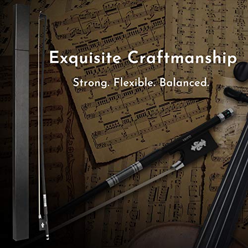 Viotti Carbon Fiber Violin Bow, Hand Crafted by Professional Violin & Bow Makers, Strong, Stiff & Well Balanced, Made with Mongolian Horse Hair, For Violinists & Fiddlers of All Skill Levels - Image 4