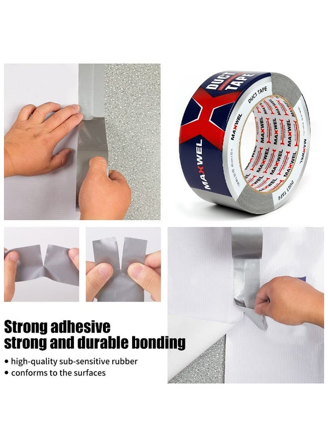 MAXWELL MAXWEL Heavy Duty Duct Tape 48mm x 32m – Waterproof Silver Cloth Repair Tape with Strong Adhesive, Tearable by Hand, Durable, Multi-Purpose Sealing & Patching Tape for Home, Automotive, Plumbing, Electrical & Industrial Use - Image 2