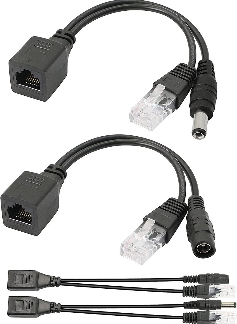 Passive POE Adapter Cable 2Pair POE Injector and POE Splitter Kit with 5.5 2.1mm DC Connector for WLAN Routers Switches Internet Telephony IP Cameras - Image 1