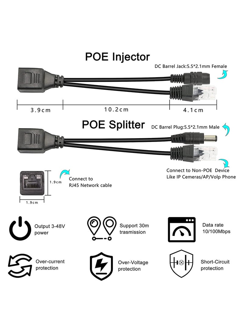 Passive POE Adapter Cable 2Pair POE Injector and POE Splitter Kit with 5.5 2.1mm DC Connector for WLAN Routers Switches Internet Telephony IP Cameras - Image 4