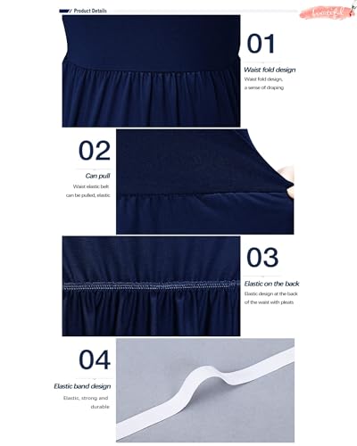 AUSELILY Women's Long Sleeve Dress Loose Plain Long Casual Maxi Dresses with Pockets 2025 New Navy Blue L - Image 4
