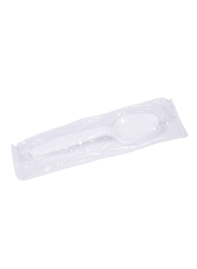 Concession Essentials Medium Weight Individually Wrapped Plastic Spoons Great for Take-Out. 5.5 Inches in Length, White (200 Pieces) - Image 2