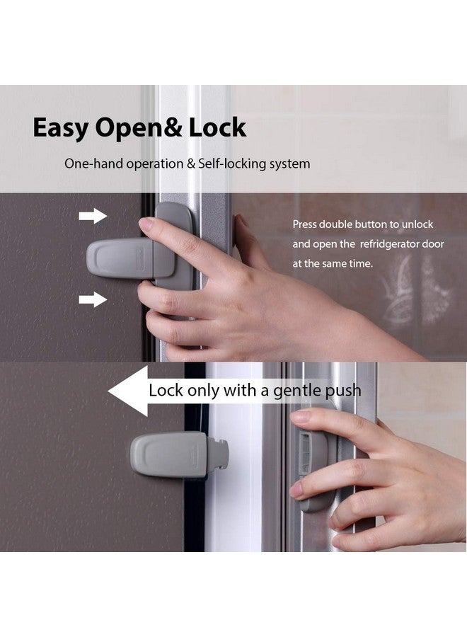 Eudemon Home Refrigerator Fridge Freezer Door Lock Latch Catch Toddler Kids Child Cabinet Locks Baby Safety Child Lock Easy to Install and Use Adhesive no Tools Need or Drill (Grey,1 Pack) - Image 4
