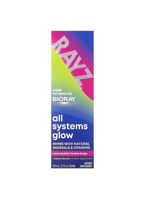 Bioray, Rayz, All Systems Glow, For Teens, Raspberry, 2 fl oz (59 ml)