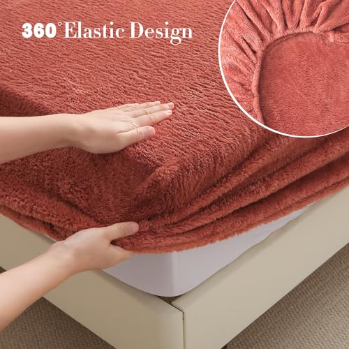 UTFDXU Fleece Fitted Sheet,3-Piece Set,Cozy and Luxury Full Fitted Bed Sheet with 15 Inch Deep Pocket-Includes One Brown Fitted Sheet, Two 20 * 30" Pillowcases (Brown, Full) - Image 5