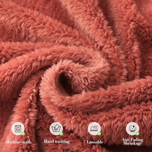 UTFDXU Fleece Fitted Sheet,3-Piece Set,Cozy and Luxury Full Fitted Bed Sheet with 15 Inch Deep Pocket-Includes One Brown Fitted Sheet, Two 20 * 30" Pillowcases (Brown, Full) - Image 2