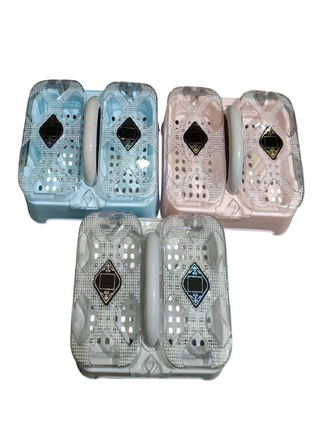 Tekzie Double Compartment Soap Dish with Handle (Pack of 1) | 2-in-1 Soap Box for Bathroom & Kitchen | Random Color - Image 2