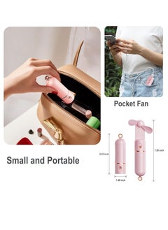 OUYoo OUYoo Portable Handheld Fan, Mini Fan USB Rechargeable, 3 Speed Personal Small Pocket Fan, Battery Operated Fan with Power Bank, Travel Hand Fan for Girl Women Outdoor (Pink)  - Image 3