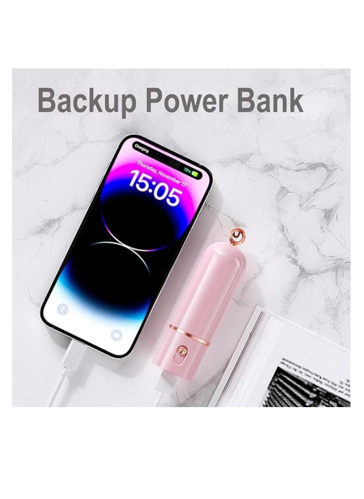 OUYoo OUYoo Portable Handheld Fan, Mini Fan USB Rechargeable, 3 Speed Personal Small Pocket Fan, Battery Operated Fan with Power Bank, Travel Hand Fan for Girl Women Outdoor (Pink)  - Image 5