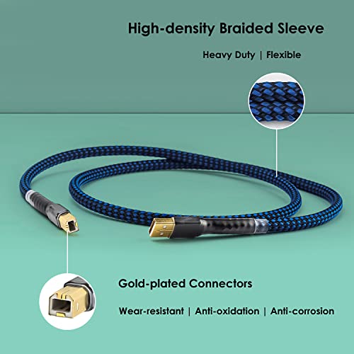 Viborg HiFi USB 2.0 Printer Cable DAC A-B OCC Digital AB Audio A to B Scanner Cord A-Male to B-Male (1M) - Image 3