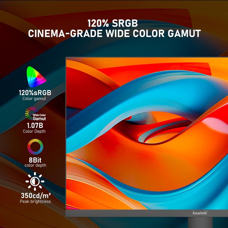 Gawfolk شاشة ألعاب Gawfolk مقاس 27 بوصة بتقنية IPS، وضع مزدوج: دقة 4K بتردد 160 هرتز و FHD بتردد 320 هرتز، شاشة عرض، سرعة استجابة سريعة 1 مللي ثانية (GTG)، تقنية FreeSync، تغطية sRGB 120%، إضاءة خلفية RGB، مكبرات صوت مدمجة، إمالة/ارتفاع/دوران قابل للتعديل - Image 4