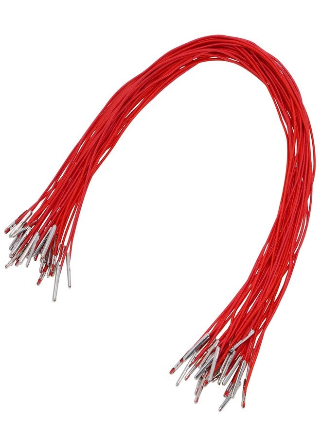 ONLYKXY 30pcs Elastic Cords with Metal Ends Long Soft Stretch Band Mask Lanyard Loop Craft Round Rope Thread String Extender Strap for Mask Making Book Binding Hanging DIY Party Hat Menus (Red) - Image 1