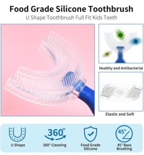 Mommas Baby U-Shaped Toothbrush for kids, Food Grade Soft Silicone Brush Head, 360° Oral Teeth Cleaning Tool, Toxic-Free Material, Soft & Elastic Bristles For 360° Degree Dental Cleaning (MB40268) - Image 5
