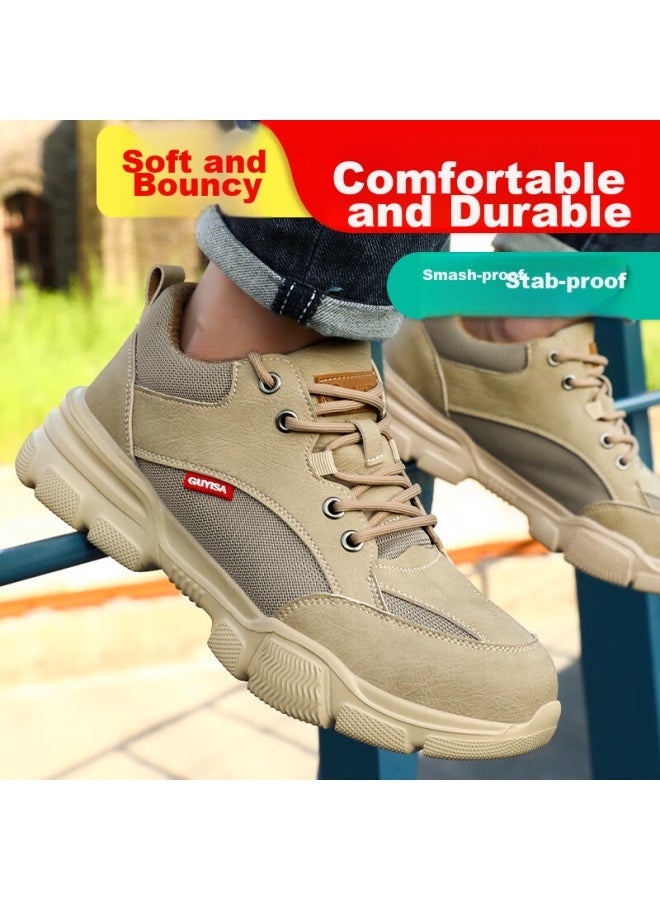 JUNBU Safety Shoes For Men With Steel Toe Cap, Anti-Smashing, Anti-Puncture, Ultra-Light, Breathable, Soft-Soled, Safety Work Site Functional Shoes 1115F Size 40 - Image 4