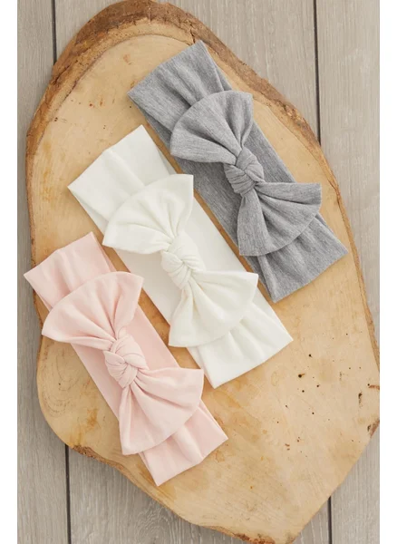 بيبيجيز Handmade Soft Bow Tie Natural 100% Cotton Combed Cotton 3-Piece Baby Kids Girls Bandana Set