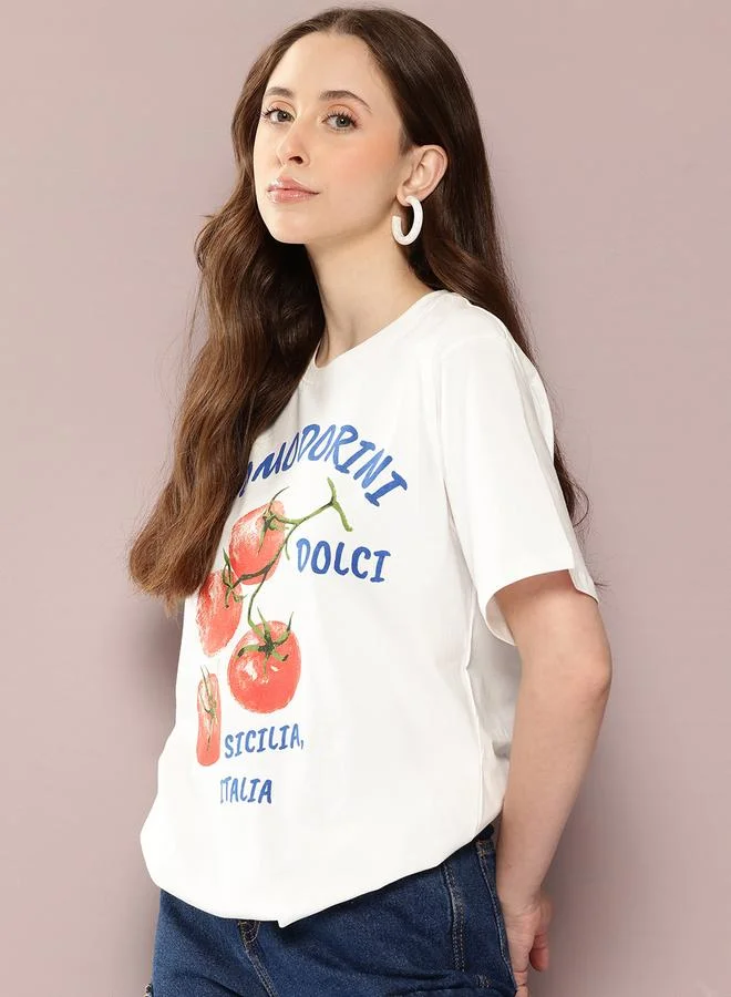 ديلينجر تيشيرت واسع بياقة دائرية وأكمام قصيرة