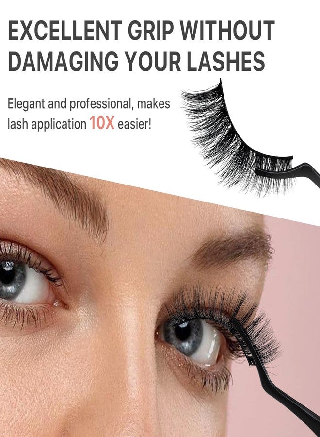 Pretty memory أداة تطبيق الرموش المحسّنة بذاكرة جميلة مع مشط، ملقط رموش من الفولاذ المقاوم للصدأ 2 في 1، مكابس تمديد الرموش، مشبك ملقط منحني لتطبيق وإزالة سهلة، أسود - Image 5