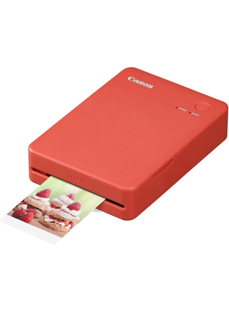 Canon SELPHY QX20 portable printer - for Wi-Fi printing straight from your smart device. Dye Sublimation, 2 sizes of peel and stick Prints and USB-C Charging - Red red - Image 1